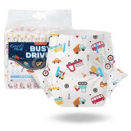 CutiePlusU Adult Diapers 10 Pieces, Disposable Incontinence Briefs with Tabs for Women and Men, Maximum Overnight Absorbency- Busy Driver (Large 37"-47")