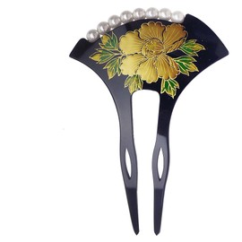 Kyoto Kimono Cafe 2-Piece Luxury Kanzashi with Beautiful Pearl and Gold, WK2-1