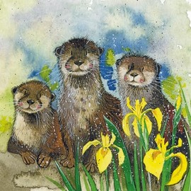Alex Clark Otters Blank Card - Card For Any Occasion - Designed and Printed in UK