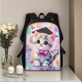 Wnbucioht Adorable Cat Backpack for School Kids Girls Book Bag Small Casual Daypack Preschool Kindergarten Schoolbags Animal Cute Cat Print School Backpack for Little Kids Toddler