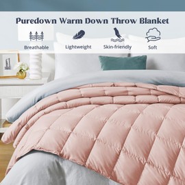puredown®Lightweight Down Feather Comforter, Thin Down Fiber Bedding All Season Full/Queen Size Soft Cotton Cover Ultra Lightweight Down Fiber Duvet Insert (90" x 88")
