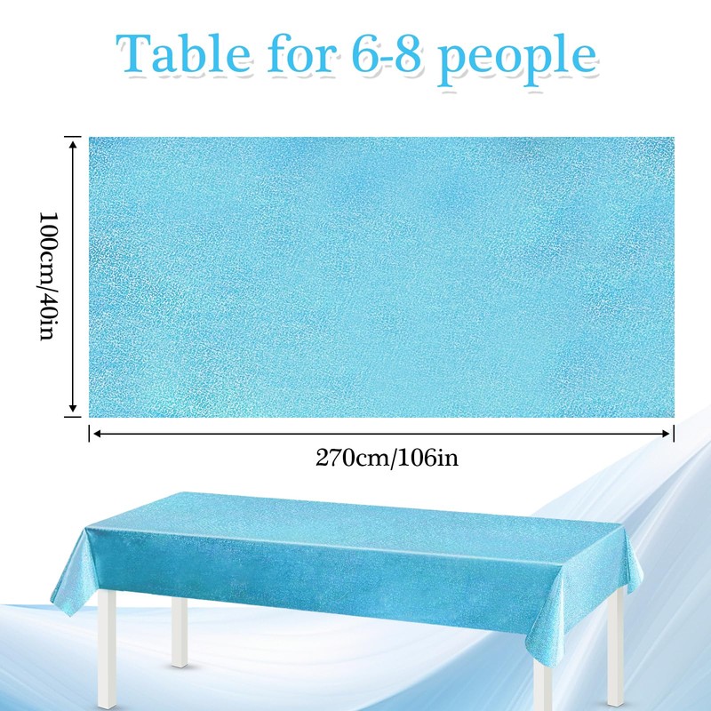 4 Pcs Blue Plastic Table Cloths for Rectangle Tables 40"
