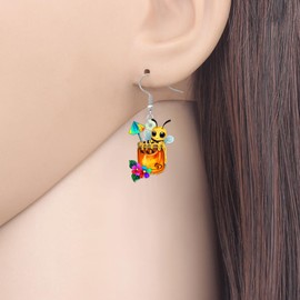 BAMAY Acrylic Cute Honeybee Bee Earrings Dangle Honey Bee Jewellery Bug Insects Garden Gifts for Gardeners Women Grandma Spring Summer Charms (Gold)