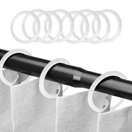 JOZMMZEOOA Shower Curtain Rings, Pack of 100 Curtain Hooks, Inner Diameter 40 mm, Shower Curtain Rings, O-Shaped Curtain Hooks for Curtain Rings, for Shower Curtain Hooks, Kitchen/Bathroom (White)