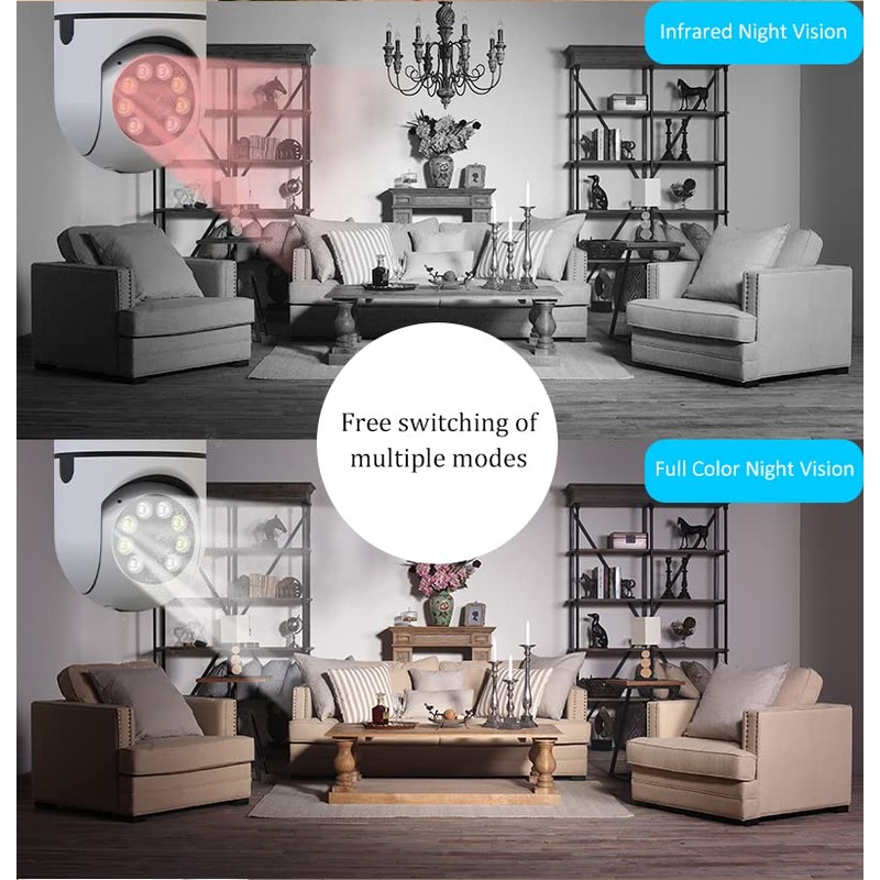 3MP Light Bulb Security Camera for Home Security, 360° WiFi