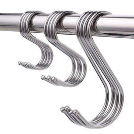 S Shaped Hooks, Stainless Steel, 15 Pieces, 5 Pieces in 3 Sizes, Load Capacity 22.0 lbs (10 kg), Hanging S-Shaped Hooks, Storage, For Closets, Kitchens, Bathrooms, Verandas, Offices, Rust-free, Durable, Fixed, Stylish, Fasteners