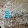 Sweet stones jewelry Turquoise Blue long sea glass earrings -