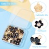 FASHEWELRY 100Pcs Enamel Black Flower Charms Bulk Assorted Gold Plated