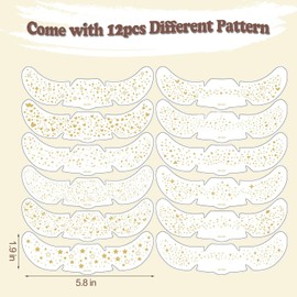 AIBEE Glitter Freckles, 12PCS Temporary Tattoos Fake Freckles Gold Body Face Glitter Sparkle Freckles Makeup Patches Rave Festival Party Accessories for Women Girls