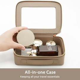 Aveniee - Juego de bolsa de maquillaje transparente (2 piezas mini y medio), organizador de artículos de cambiador de viaje para mujeres, bolsa de cos