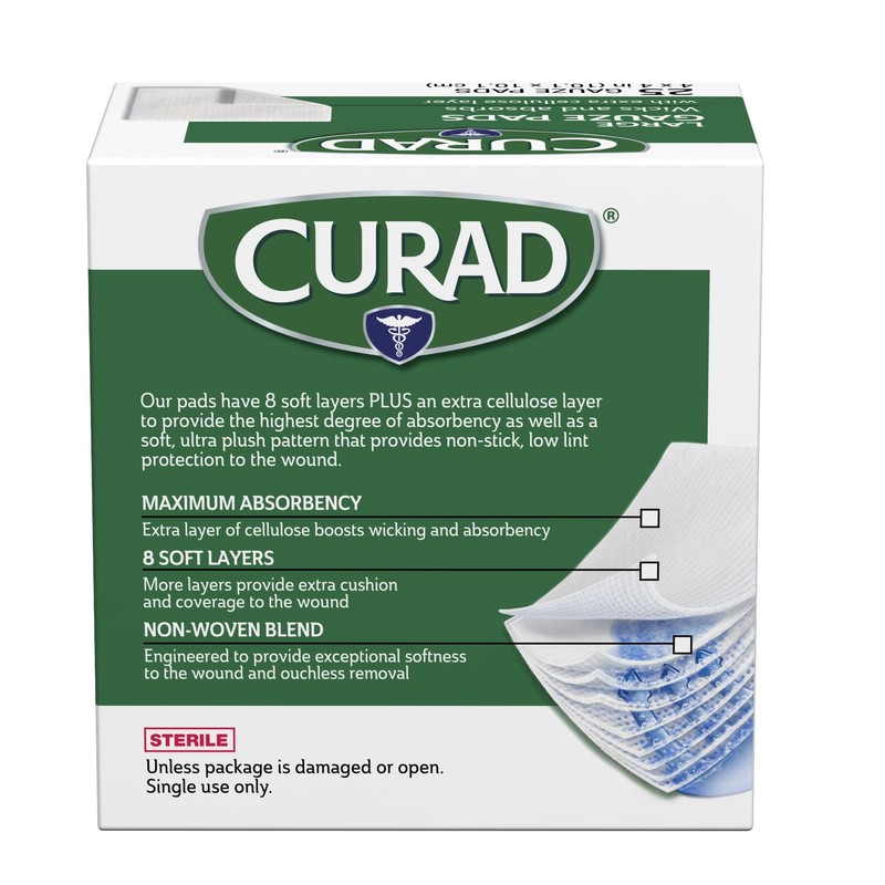 Curad Pro-Gauze Sterile Pads, 4" x, 4", 25 Count (Packaging