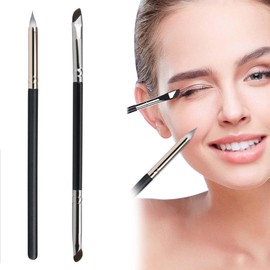 Eyeliner Brush, Double End, Concealer Brush, Eyeshadow Brush, Diagonal Cut, Unique Double-Headed Design, Tear Bag Brush, Under-Eye Concealer Brush, Skin-friendly, Easy to Use, Naturally Hides Stains &