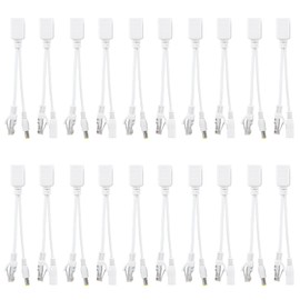 Acouto 10 Pares de Cámara IP PoE RJ45 Cable de Alimentación a Través de Ethernet Adaptador Inyector Divisor DC 12 V Flexible y Duradero, Estos Cables de Conexión Planos y Largos Son la