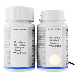 MG PRIME Autolack Lackstift Set für Honda NH624P Premium White Pearl Grundlack Basislack Klarlack je 50ml