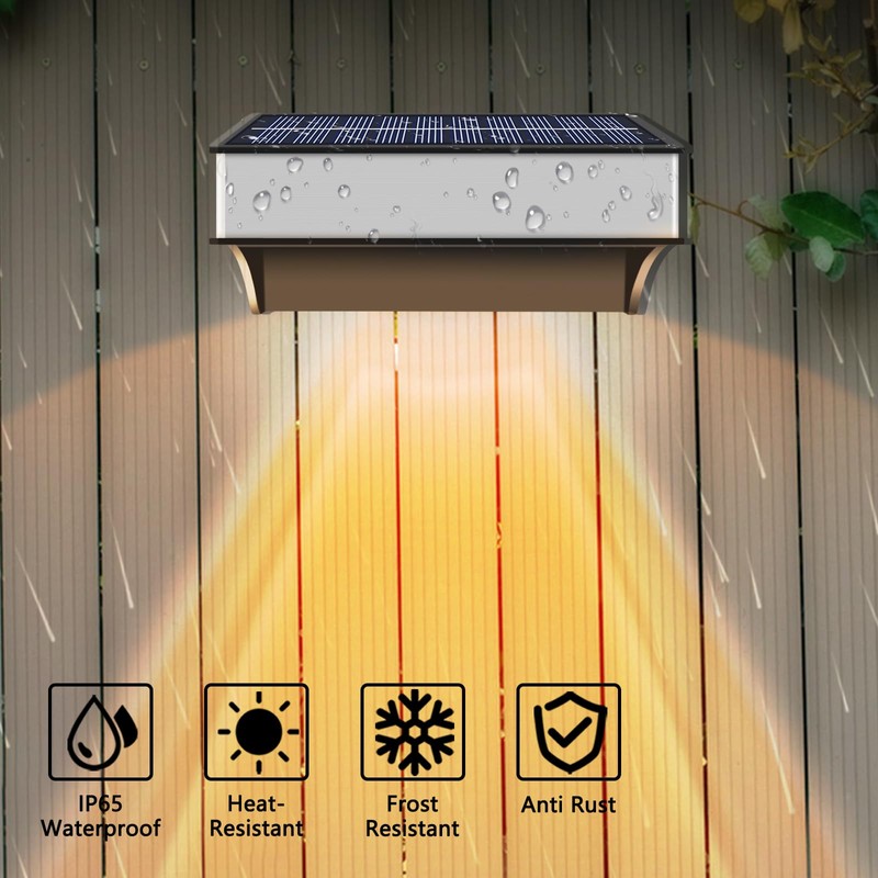 Solar Fence Lights Outdoor 4 Pack, LED Step Lights with