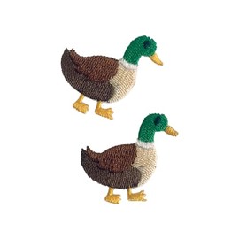 Generic 2 Pcs Tiny Mallard Duck Iron On Patches Embroidered Applique Iron On for Jeans, Clothes, Caps, Backpack, Hats