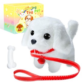 UZSOMX Walking Barking Plush Puppy Toy Dog - Electronic Pet with Leash, Bell, Bone, Christmas Birthday Gifts for Kids Ages 3-8