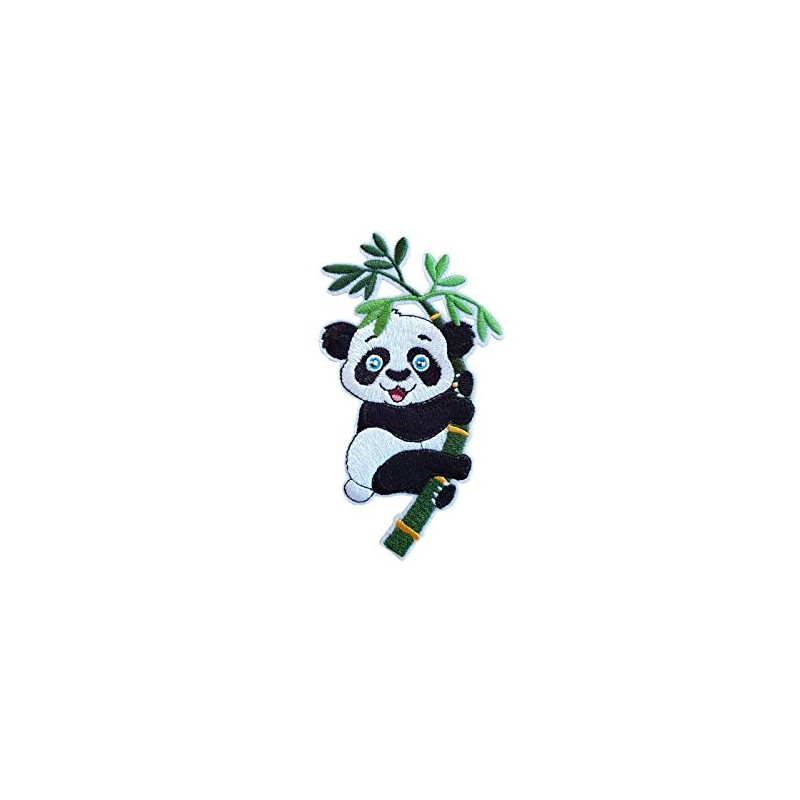 PSL Cute Panda Bear on Bamboo Tree Embroidered Iron On