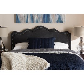 Baxton Studio Nadeen Modern and Contemporary Dark Grey Fabric King Size Headboard