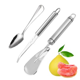 Klyuqoz Grapefruit Knife Curved Serrated, Grapefruit Knife Pack of 2, Grapefruit Tool with Grapefruit Spoons and Orange Peeler, for Grapefruit and Oranges Kitchen Tool