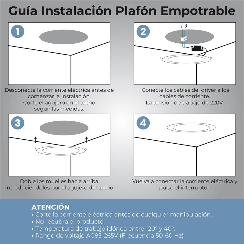 LED ATOMANT Pack of 2 LED Recessed Downlight Round Flat