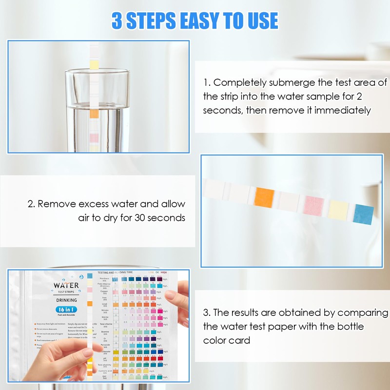 50 PCS Water Test Strips, Pool Test Strips, 16-in-1 Spa