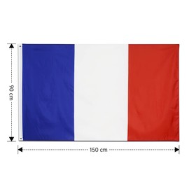 Pack of 2 France Flag, 90 x 150 cm French Flag with Brass Eyelets, Weatherproof, Colourfast, France Flag for Football World Cup 2022, Decoration, Outdoor/Indoor