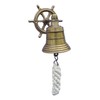 Sea-Club Bell with Steering Wheel Wall Mount Antique Brass Diameter