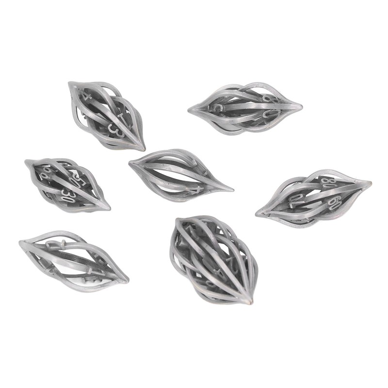7pcs Hollow Metal Dice Set Retro Exquisite Polyhedral Dice Role