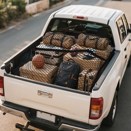 TAUYANG Cargo Net for Pickup Truck Bed for GMC Canyon 2000-2026 Accessories Mesh Organizer Stretchable 4'x4' to 7'x7' Netting Highly Elastic