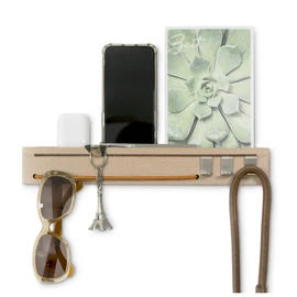 Sanni Shoo Wooden Key Holder with Shelf, Key Holder, Key Holder, Key Organiser, Key Holder, Hook Rack Shelf, Orange