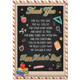 Teacher Appreciation Card for Women, Men, Him, Her, 5"x7" Card, Envelope & Seal Includes, Blank Inside, Greeting Card on Back To School, Birthday for Teachers