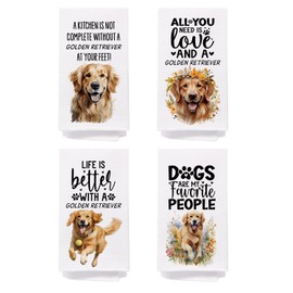 SPBL&L Golden Retriever Dog Kitchen Towels Set of 4, Golden Retriever Gifts for Women,Golden Retriever Decor Dish Towels for Kitchen, Golden Retriever Decorative Hand Towels for Bathroom, 16x24 Inches