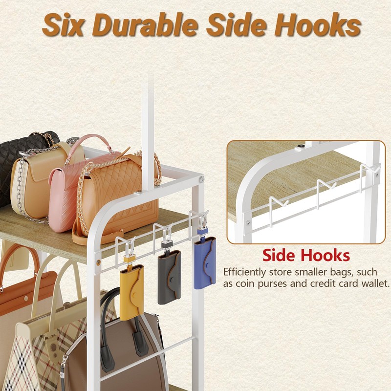 Tall Purse Organizer with Practical Purse Hanger, Floor-Standing Purse Rack