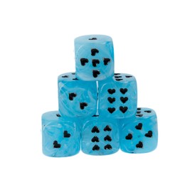 WeLoveDice - Blue Dice with Black Hearts - Made in Germany - Pack of 6