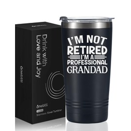 Onebttl Grandad Gifts Tumbler, Grandfather Presents from Granddaughters Grandsons for Father's Day Christmas, Stainless Steel Cup with Lid, 20oz/590ml - I'm Not Retired, I'm a Professional Grandad