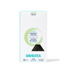 DAVIDsTEA Organic Japanese Sencha Green Tea – High Caffeine Green Tea Bags – Smooth & Grassy Flavor – 15 Count – Traditional Japanese Sencha Tea