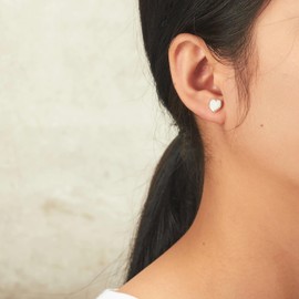 Philip Jones Synthetic White Opal Heart Stud Earrings