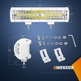 Nilight Marine LED Light Bar Navigation Lights 12 Inch White Spot Flood Combo Ponton Boat Deck Dock Lighting for Night Fishing T-top Stern Yacht Port Sailboat Trucks Tractors