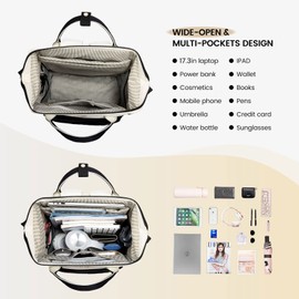 LOVEVOOK Laptop Backpack Purse for Women Waterproof Teacher Nurse Bag, 17.3 Inch Work Laptop Bag with Organizer Bag Business Travel Computer Backpack, 2pcs set