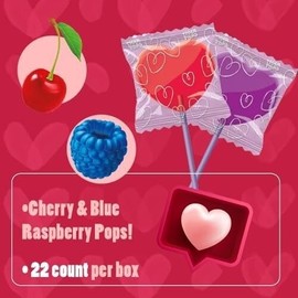 Colombina 1 x Colombina Tiger Pops Very Berry Cherry & Blue Raspberry Heart Lollipops...
