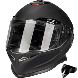 Yesmotor Full Face Helmet - Street Dirt Bike ATV Off-Road Racing Motorcycle Motocross Helmet with Transparent Visor- DOT Certified (Matte Black, XL)