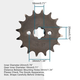 GOOFIT 20mm Sprocket Front for 50cc 70cc 110cc 125cc 140cc Motorcycle ATV Dirt Bike (420-16T)
