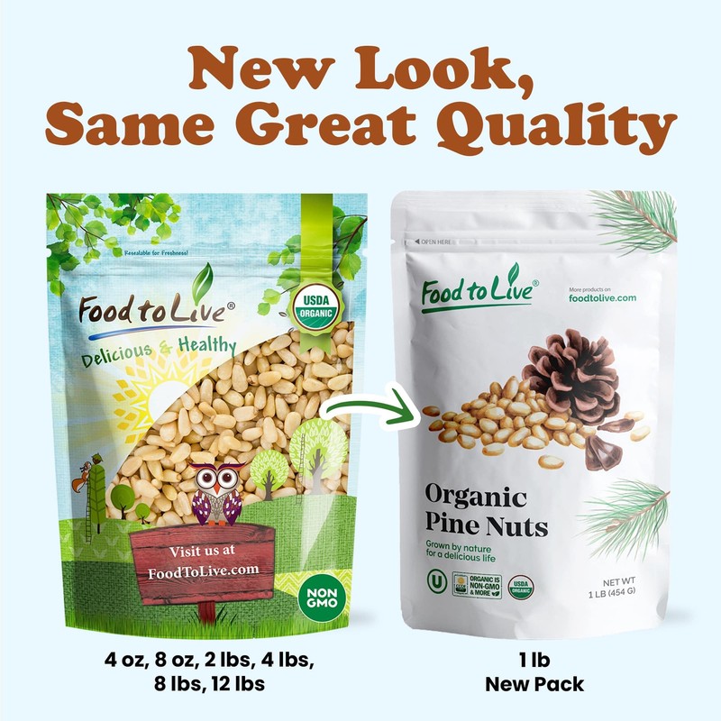 Food to Live Organic Pine Nuts, 1 Pound – Non-GMO,