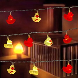 Hoolight 20 LED 14ft Ducks String Lights - 8 Modes Battery Powered Red & White Heart Duck Lights for Valentine's Day,Christmas,Party,Garden, Birthday Decor