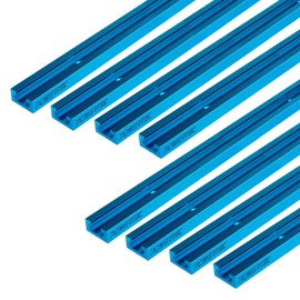 POWERTEC 71158-P4 48 Inch Double-Cut Profile Universal T-Track with Predrilled Mounting Holes, 8 Pack, Aluminum T Track for Woodworking Jigs and Fixtures, Drill Press Table, Router Table, Workbench