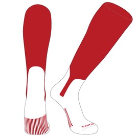 PEAR SOX OTC Baseball Softball Stirrup Socks (S, 7in) Red, White (XL)