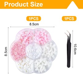 OUDQFCJ 3D Blumen Nagel Charms Nail Art Dekoration mit weißen Halbperlen für Frauen Acryl Nagel (Rosa Bogen) (Weiß)