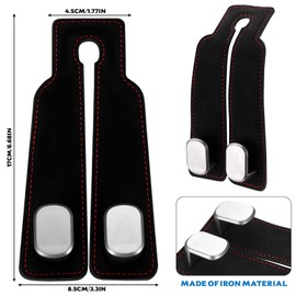 ANBEEISS 4 PcsCar Seat Back Double Hook, Car Headrest Hooks Backseat Hangers, Car Seat Organiser Hooks, Leather Auto Seat Back Storage Hook forcar Accessories Bags Handbags Purses Hangers(Black)