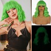 Ms Aloe Green Bob Wigs with Bangs Short Wavy Glow